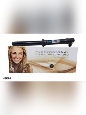 KOR 25MM 100% TOURMALINE CERAMIC BARREL HAIR CURLER HSK24 BLACK